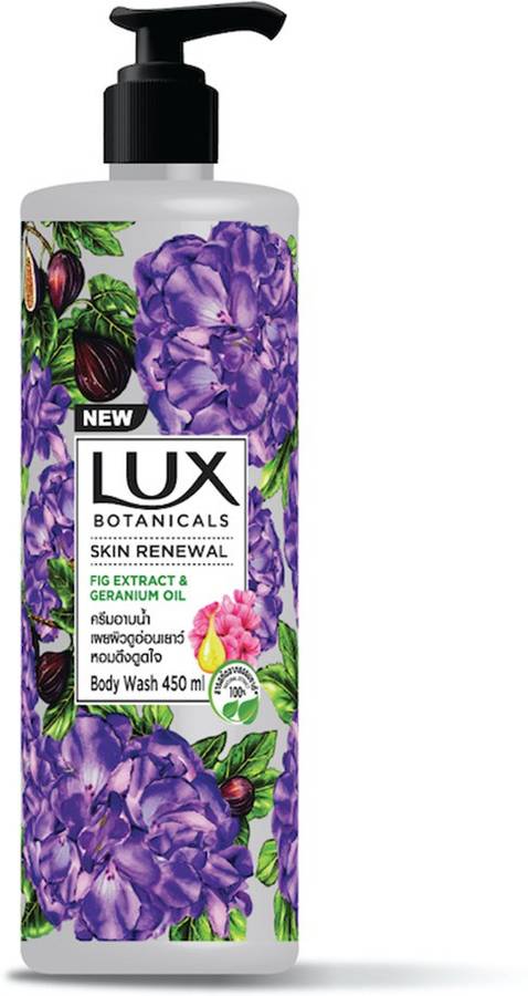 LUX Botanicals Skin Renewal Natural Body Wash | Geranium Oil & Fig Extract 450ml