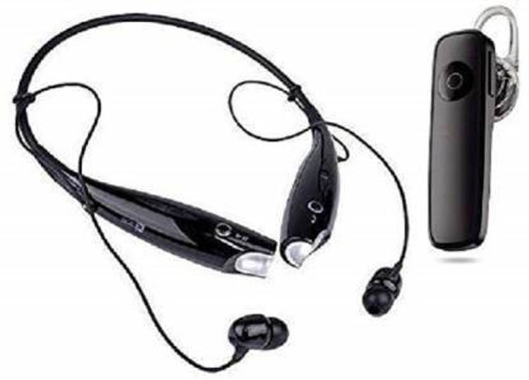 MK Mankrit COMBO Exclusive Wireless 730 BT AND SINGLE i7s Bluetooth Bluetooth Headset (Black, In the Ear) Smart Headphones