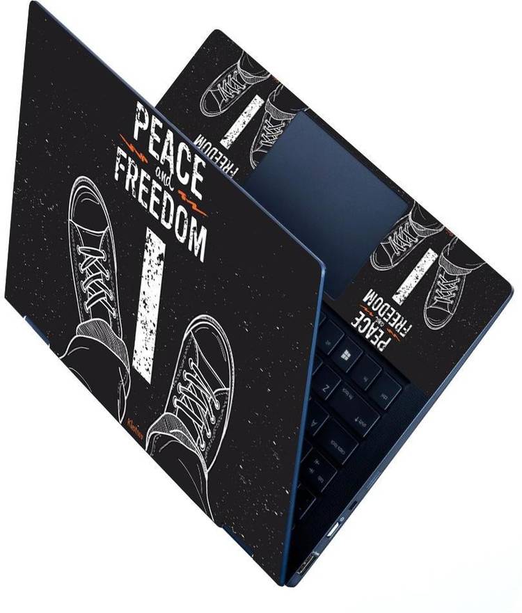dzazner Premium Vinyl HD Printed Easy to Install Full Panel Laptop Skin/Sticker/Stretchable Vinyl/Cover for all Size Laptops upto 15.6 inch No Residue, Bubble Free - Freedom and Peace Stretchable Vinyl - Easily Cover Corners Laptop Decal 15.6