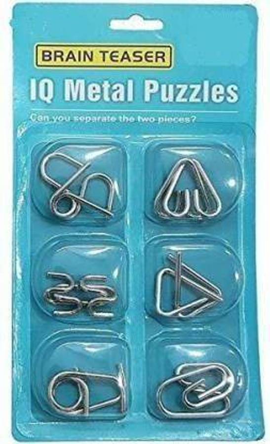 MON N MOL TOY Stainless Steel Metal Wire Classic IQ Puzzle (1 PACK OF 6 PIECES)