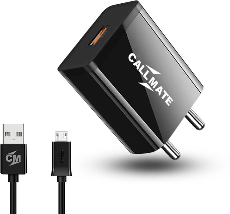 Callmate LC010 Fast Charger 2.4A Mobile Charger, Power Charger, Wall Charger, Android Smartphone Charger, Battery Charger, Hi Speed Travel Charger with 1m Micro USB Charging Cable -Black 2.4 A Mobile Charger with Detachable Cable