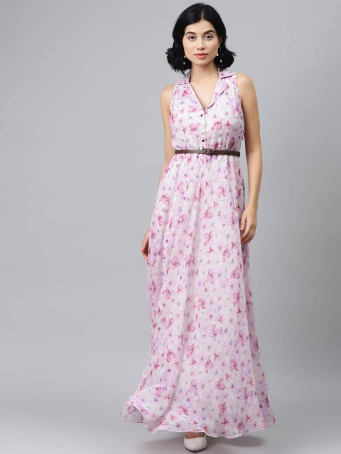 Women Maxi Pink, White, Purple Dress Price in India
