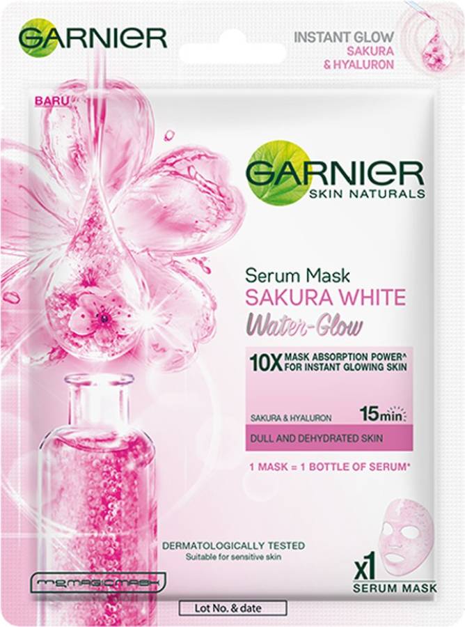 GARNIER Sakura White Water Glow Serum Sheet Mask, Face Sheet Mask for Women, 28g Price in India