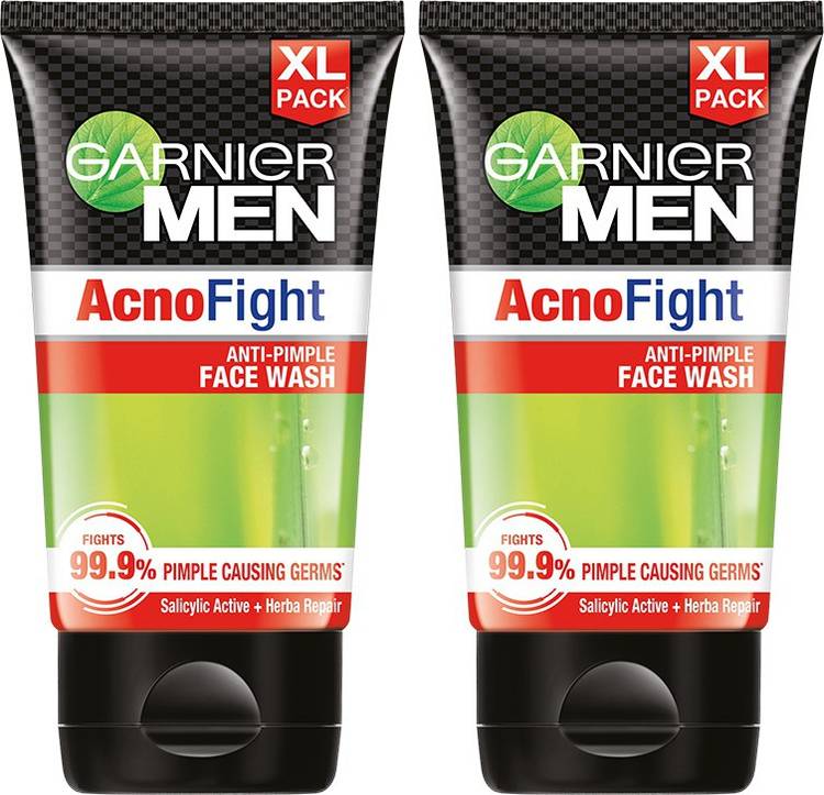 GARNIER Men Acno Fight Facewash - For Pimple And Acne Prone Skin, 150gm (Pack of 2) Face Wash