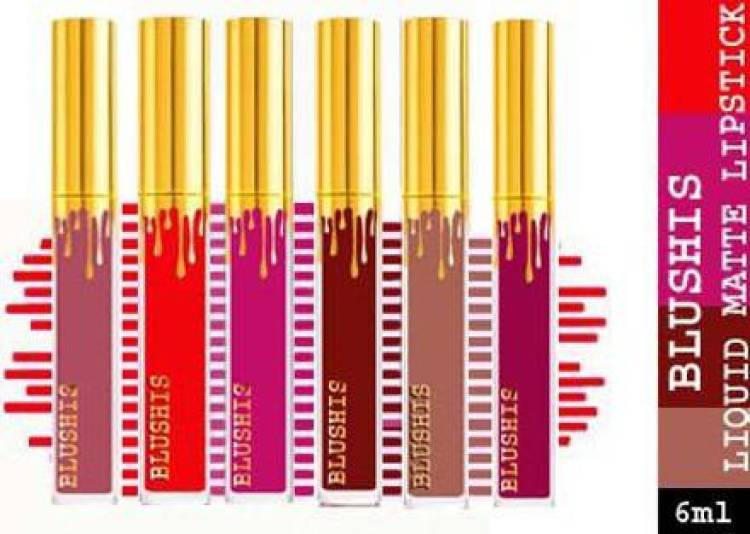 BLUSHIS High Defination Non Transfer Waterproof longlasting Liquid matte Lipstick combo pack of 6[ Red,Magenta,Light nude, Plum,Maroon,Coffee Toffee] Price in India