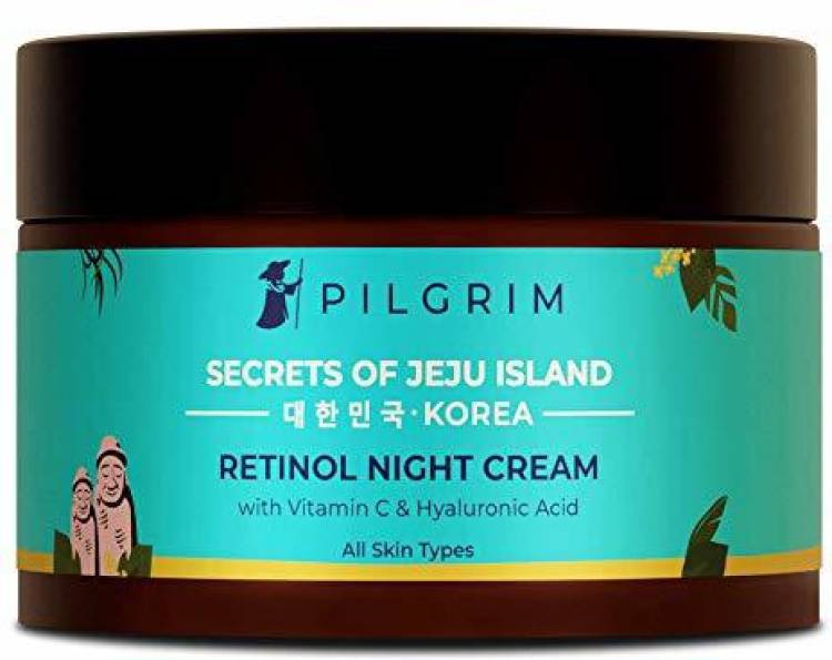 Pilgrim Retinol Night Cream with Vitamin C | Anti-ageing, Discover Youthful & Glowing Skin | For Wrinkles, Fine Lines | Dry, Acne Prone, Normal Skin | Men and Women | Korean Beauty | 50gm Price in India