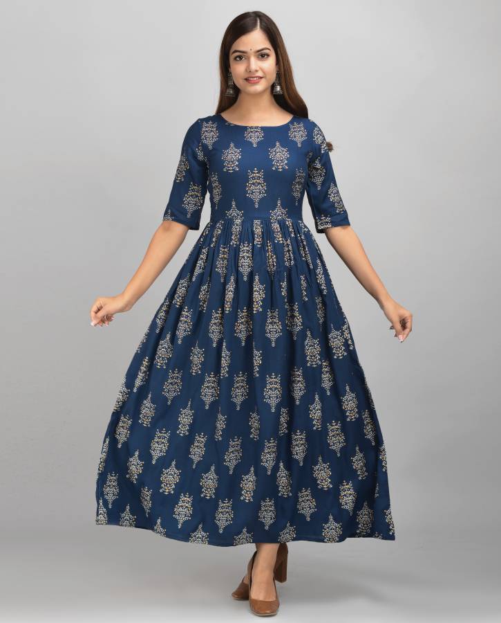 Women Printed Rayon Ethnic Dress Price in India