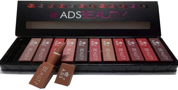 ads Beauty super Matte Lipstick SPF 15 Collection Set of 12 diffrent shades Price in India