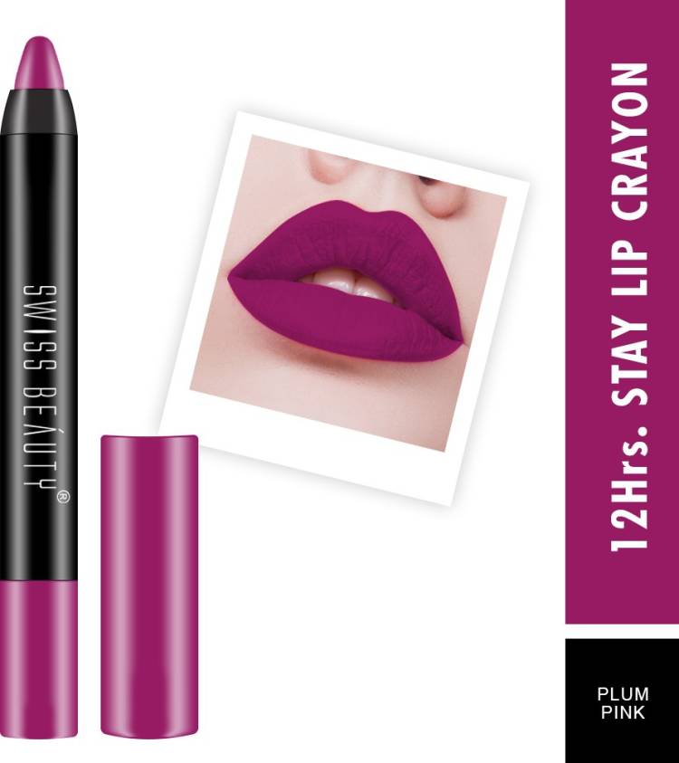 SWISS BEAUTY 12Hrs. Stay Matte Crayon Lipstick (SB-S18-08) Price in India