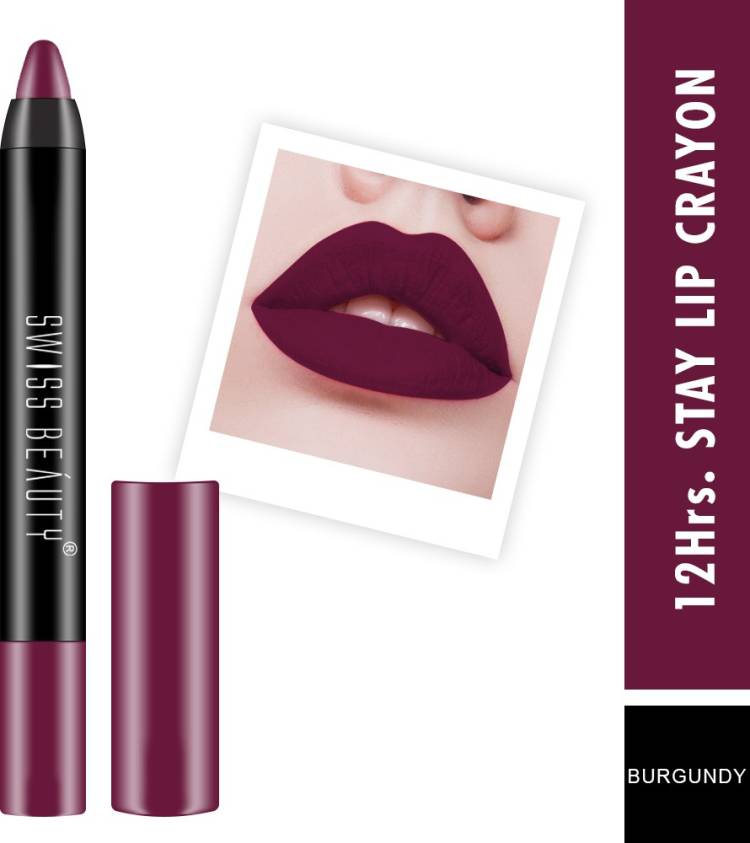 SWISS BEAUTY 12Hrs. Stay Matte Crayon Lipstick (SB-S18-12) Price in India