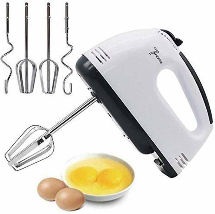 Vruta 7-Speed Hand Mixer with 4 Pieces Stainless Blender, Ice-Cream Egg Cake/Cream Mix, Egg Bitter (Color May Vary) 180 W Electric Whisk, Hand Blender