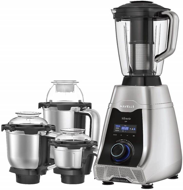 HAVELLS NA Silencio 500 W Mixer Grinder (4 Jars, Grey, Black)