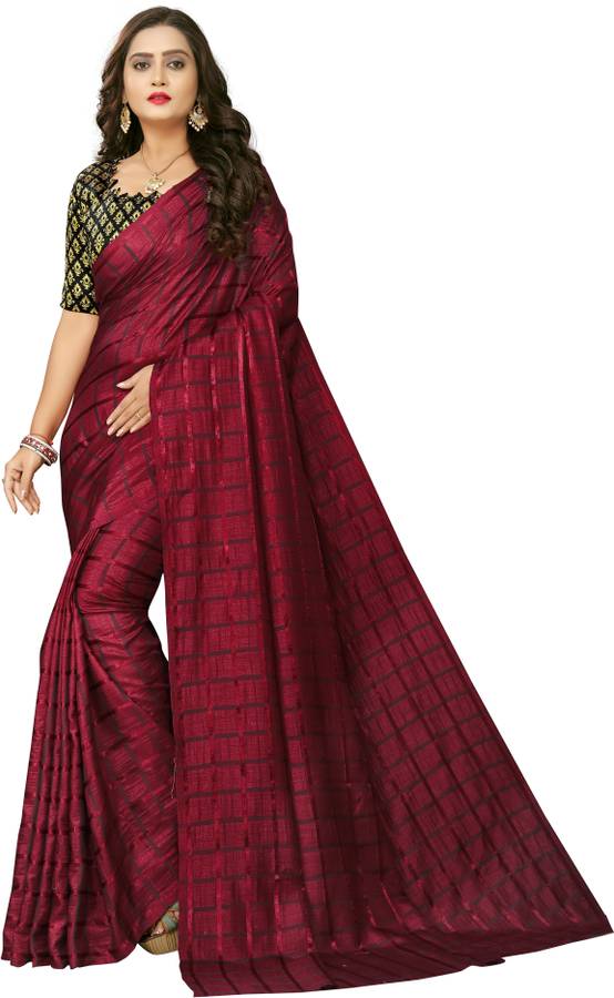 Checkered Fashion Art Silk Saree
