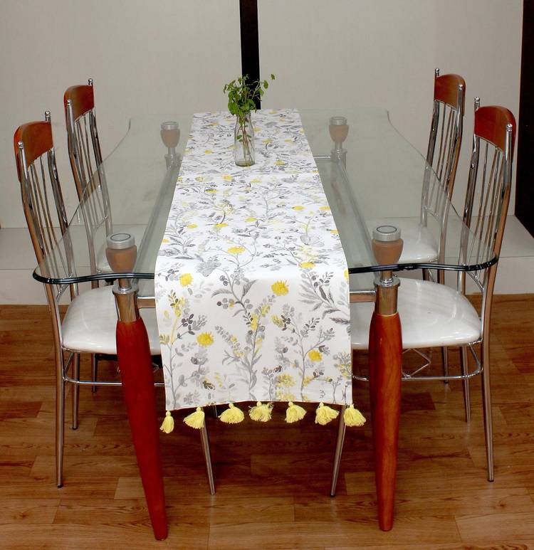 COTTON CANDY White 182 cm Table Runner