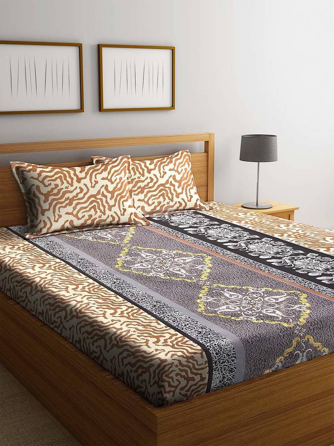 CHHAVI INDIA 144 TC Microfiber Double Abstract Bedsheet