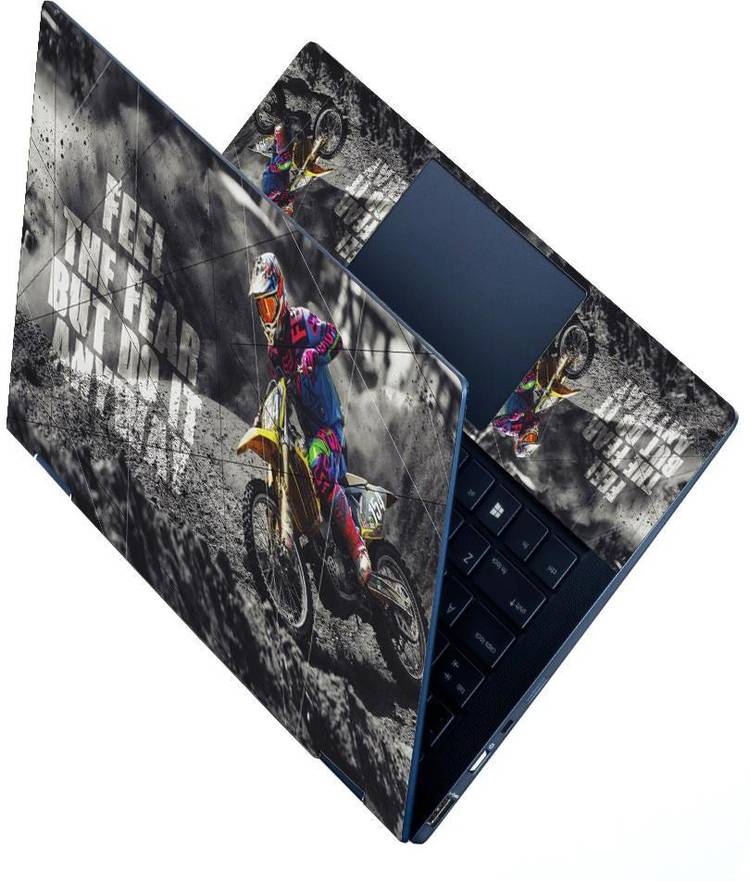 Anweshas HD Printed Full Panel Laptop Skin Sticker Vinyl Fits Size Upto 15.6 inches No Residue, Bubble Free - Feel The Fear Stretchable Vinyl - Easily Cover Corners Laptop Decal 15.6