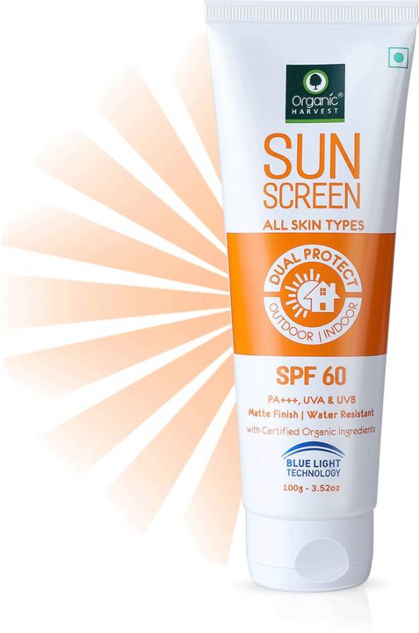 Organic Harvest Sunscreen SPF 60 with Blue Light Technology, Protects From Harmful UVA & UVB Rays, PA+++, Hydrates & Nourished Skin, For All Skin Type, 100% Organic, Sulphate & Paraben Free - SPF SPF60 PA+++ Price in India
