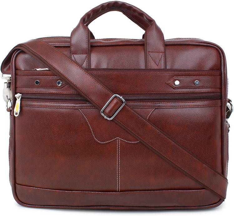 BumBart Collection Leatherette 15.6 inch Laptop Sholder Messenger Sling Office Bag, for Men & Women - (40 x 31.5 x 16 CM, Brown) Waterproof Messenger Bag