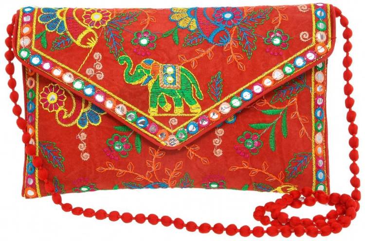 Casual, Formal, Party Red  Clutch  - Regular Size Price in India