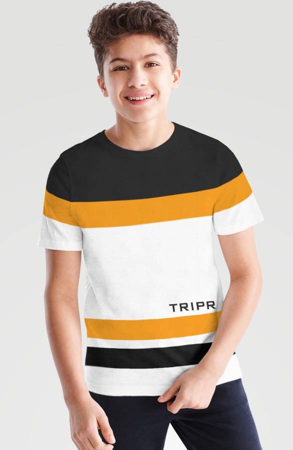Boys Colorblock Cotton Blend T Shirt Price in India