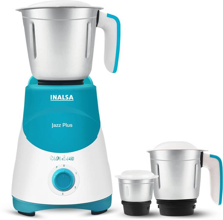 Inalsa Jazz Plus 750 Mixer Grinder (3 Jars, White, Green)