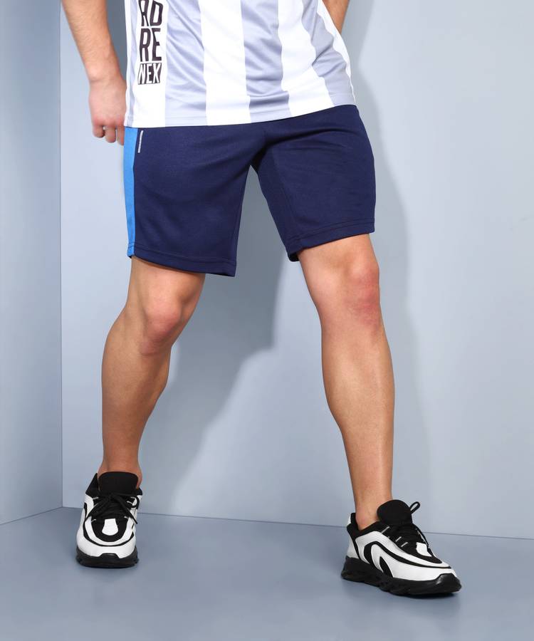 Color Block Men Dark Blue Sports Shorts