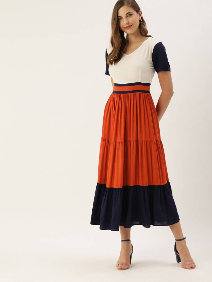 Women Fit and Flare Multicolor Dress Price in India