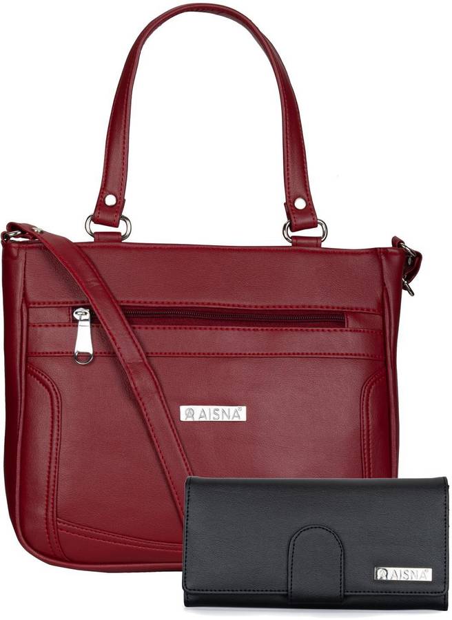 Women Maroon, Black Shoulder Bag