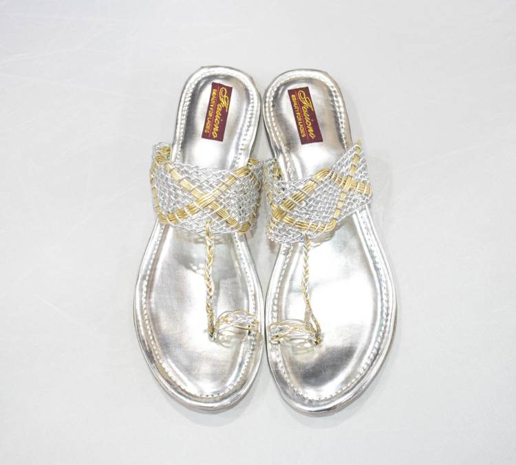 Women Silver, Gold Flats Sandal Price in India