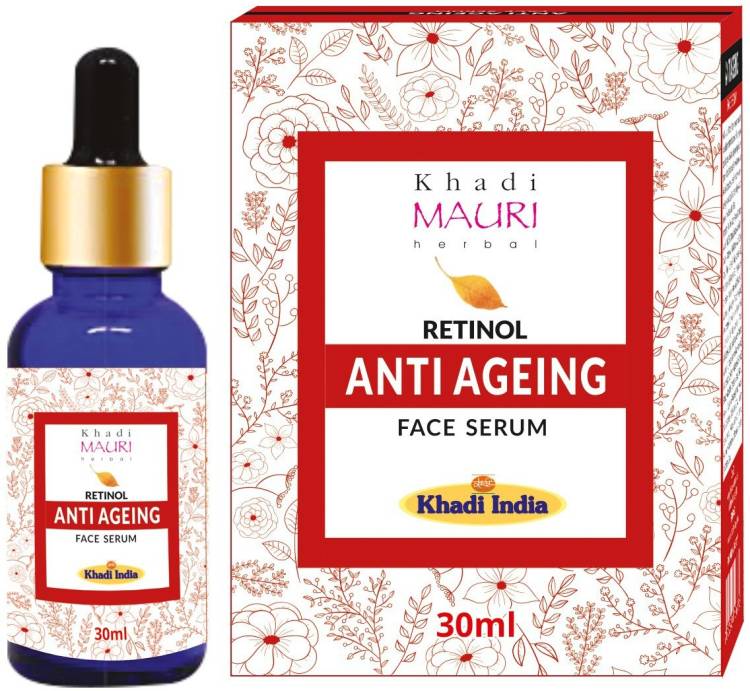 Khadi Mauri Herbal Anti Ageing Retinol Face Serum, Enriched with Hyaluronic Acid & Vitamin C, Removes Wrinkles & Blemishes, 30 ml Price in India