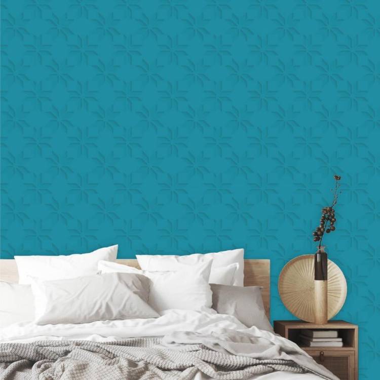 ASIAN PAINTS Large EzyCR8 P&S 3d Flowers of Depth - Turquoise Sticker