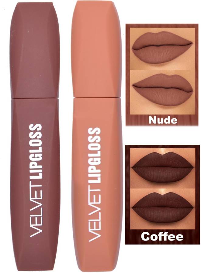 color blaze Liquid Matte Lipstick Combo Non Stick on Cup,Long Lasting,Highly pigmented Lip Gloss Set of 2 ( COFFEE & NUDE 8 ML EACH ) Price in India