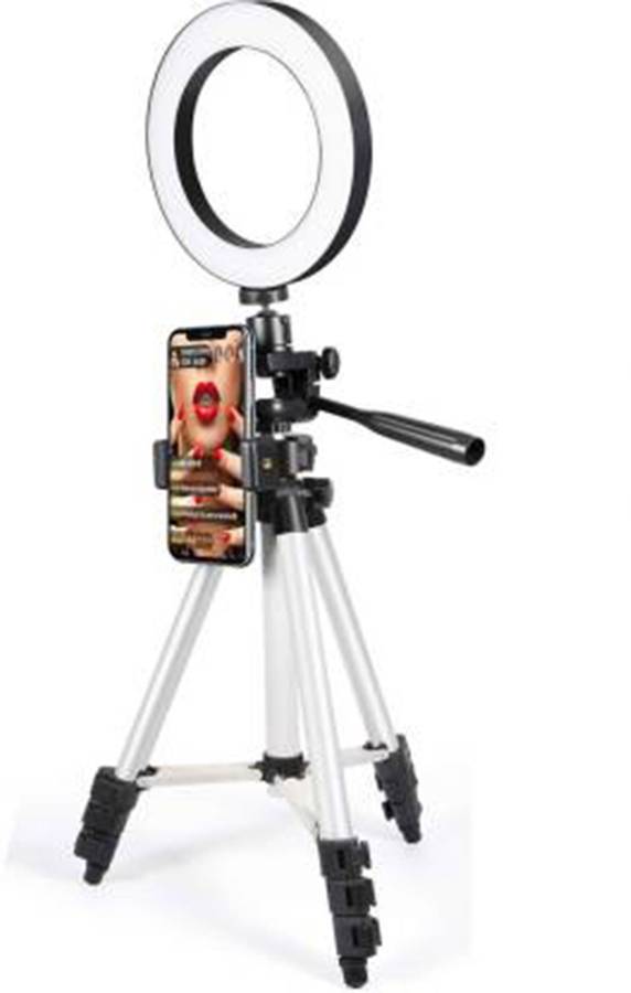 mafya 3110 Tripod Stand with ring light Mobile Phone Mini Portable Aluminum Tripod with Mobile Phone holder Tripod Tripod Kit