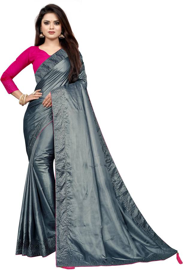 Woven, Embellished, Floral Print Banarasi Silk Blend Saree