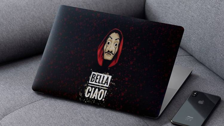 Yuckquee Money Heist Bella Ciao Laptop Skin for HP,Asus,Acer,Dell,Apple printed on 3M Vinyl, HD,Laminated, Scratchproof.Laptop Skin/Sticker/Vinyl for 14.1, 14.4, 15.1, 15.6 inches H4 Vinyl Laptop Decal 15.6