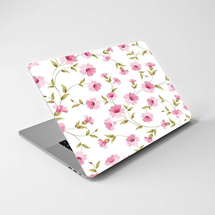 NoWorries Pink Flowers | Laptop skin sticker |HD-PRINT| 17x11inch | Easy to apply & remove PVC VINYL Laptop Decal 14.1