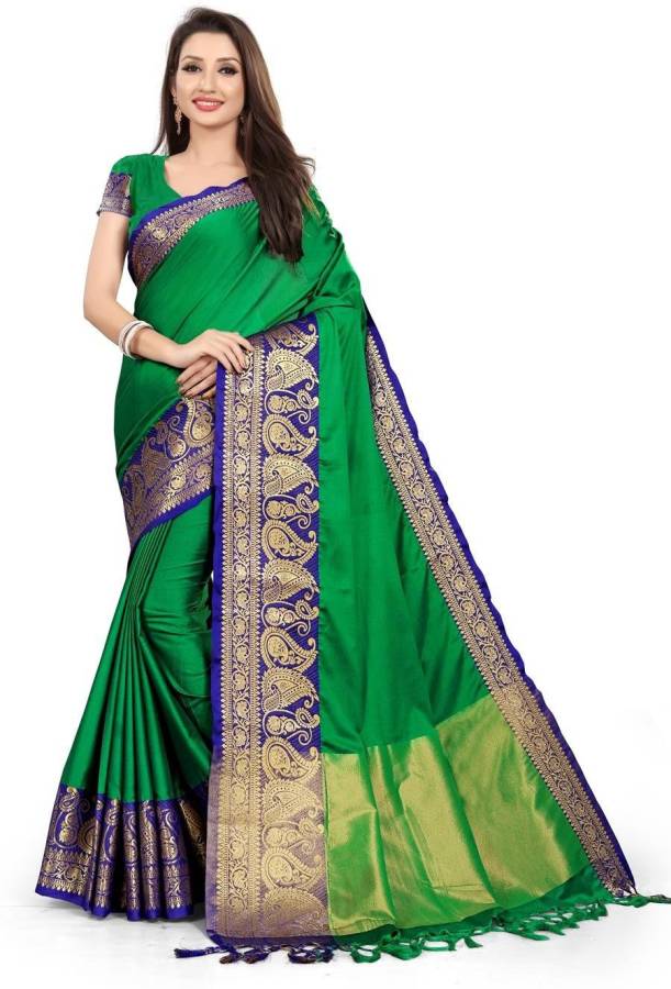 Paisley, Solid, Self Design Fashion Art Silk, Cotton Silk Saree Price in India