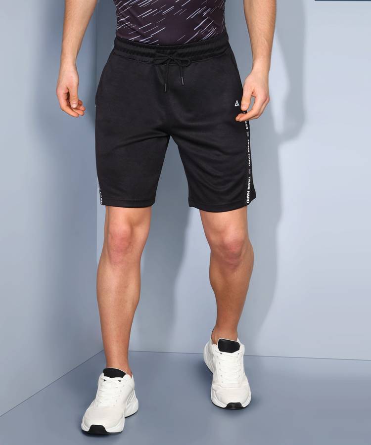 Printed Men Black Sports Shorts