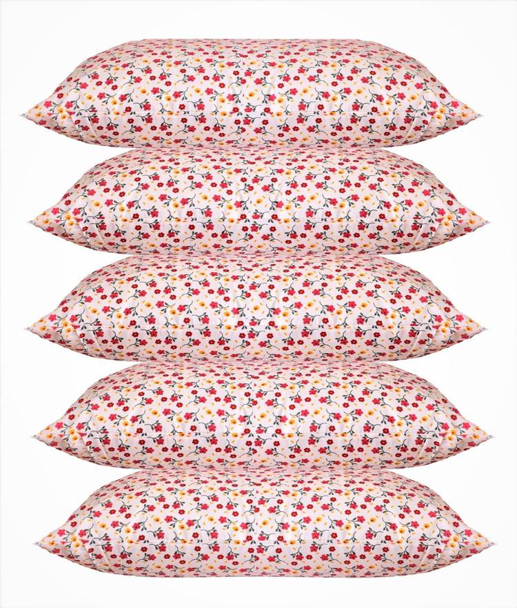 KHUKU Polyester Fibre, Microfibre, Vetiver Roots Floral, Solid, Stripes Sleeping Pillow Pack of 5