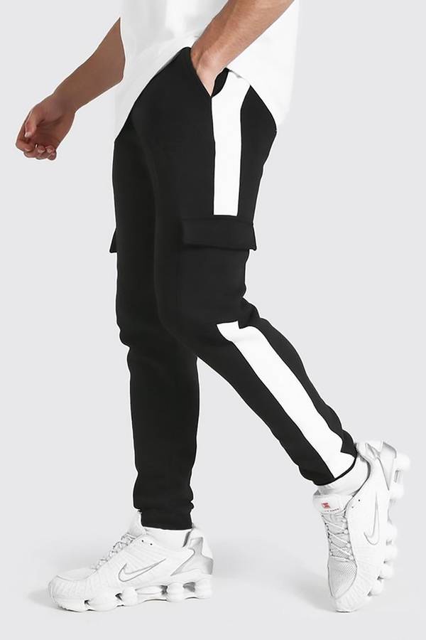 Printed Men Black, White Track Pants