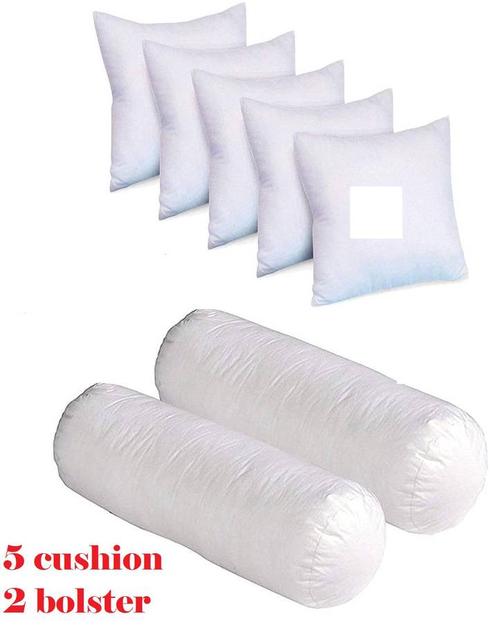 KHUKU Polyester Fibre Solid Cushion Pack of 7