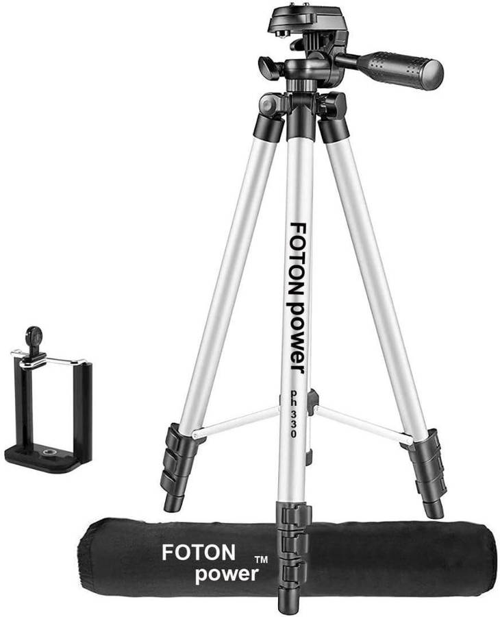 FOTON POWER PH 330 Tripod For DSLR, Camera & Smartphone |Operating Height: 4.26 Feet | Load Capacity: 3 kgs | Lightweight & Sturdy Tripod with 3 Way Head Adjustable Pan. (PH 330) Tripod Tripod