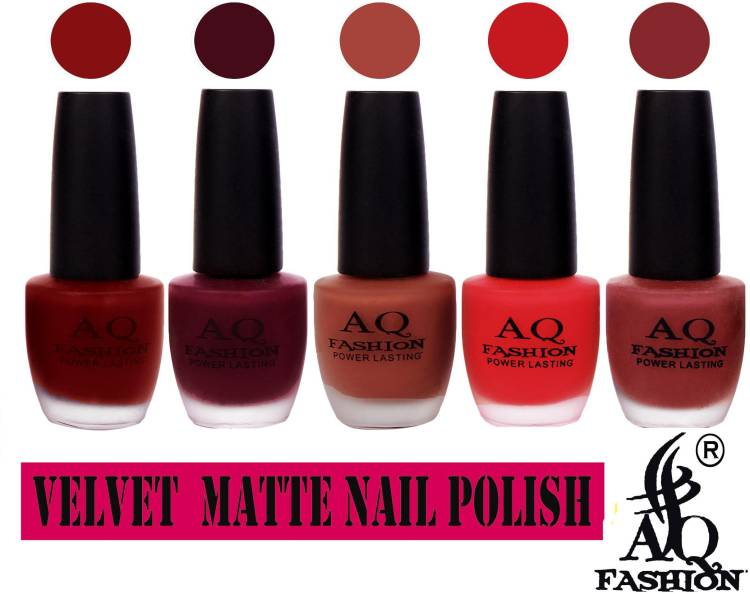 AQ FASHION Velvet Matte Nail polish Combo set 829 Nude Brown,Plum,Rosy Pink,Mauve,Red Price in India