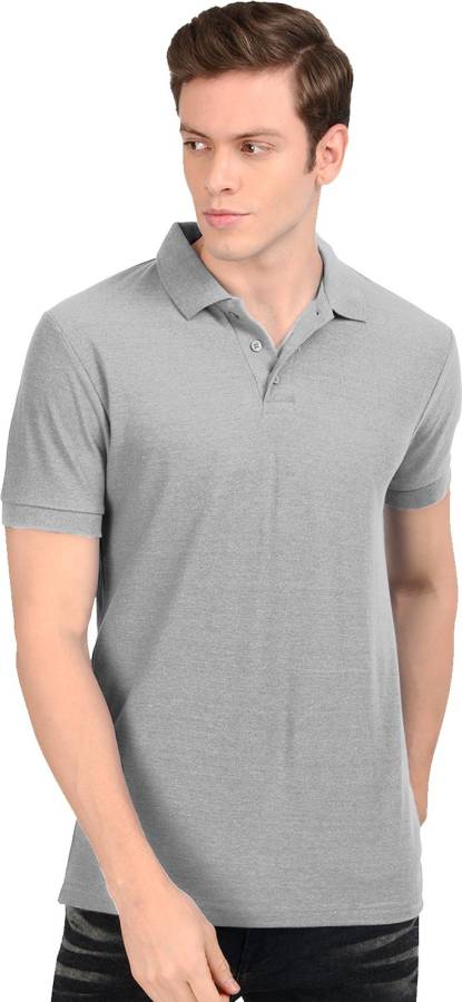 Solid Men Grey T-Shirt Price in India