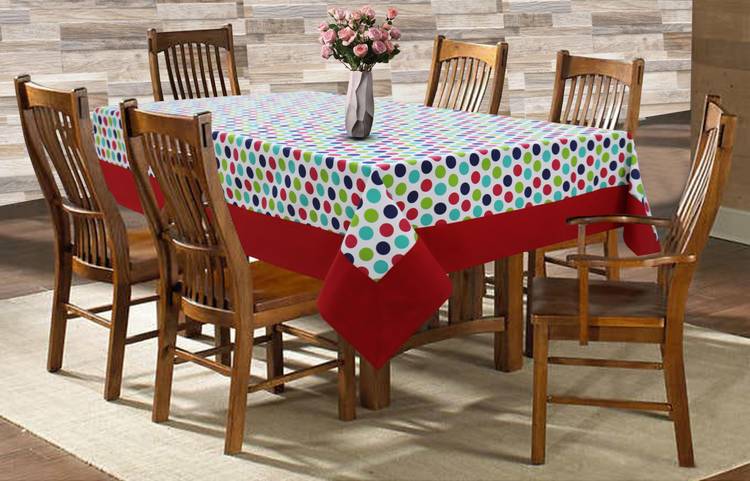 AIRWILL Polka 6 Seater Table Cover