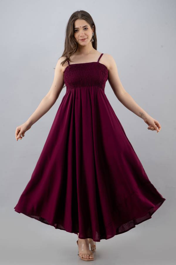 Women Fit and Flare Purple Dress Price in India