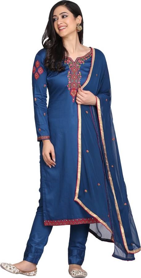 Unstitched Cotton Salwar Suit Material Embroidered Price in India