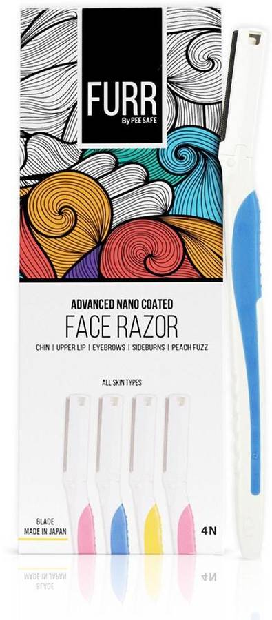 Pee Safe - Furr Facial Razor For Women | For An Effortless & Safe Shave Experience | Pack Of 4 - Each Can Be Used Up to 5 Times