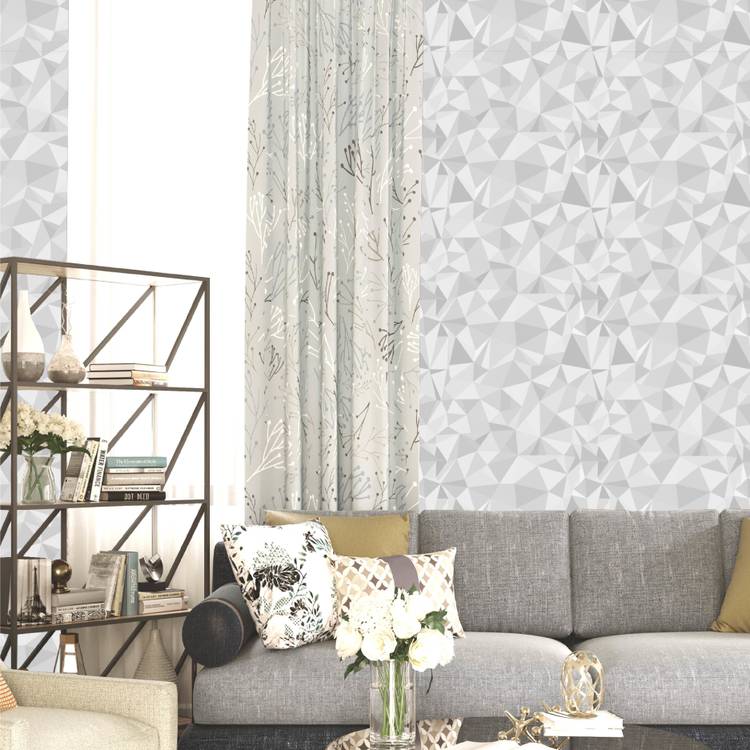 ASIAN PAINTS Large EzyCR8 P&S 3D Wallpapers Crystalline Shapes - Grey Sticker