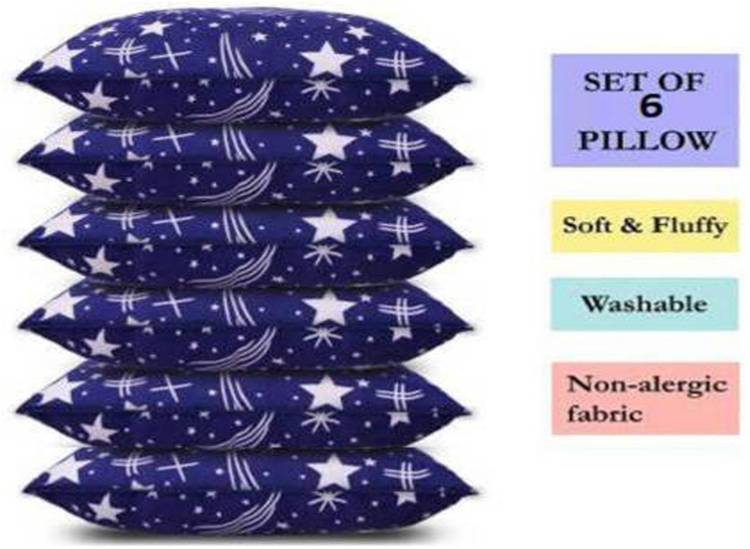 THE BEG PACK STORE Polyester Fibre Geometric Sleeping Pillow Pack of 6